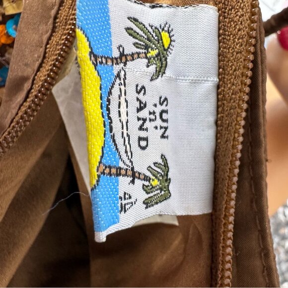 SAND N SUN purse bag boho beaded sequins brown blue orange buttons hippie strap - Picture 6 of 10